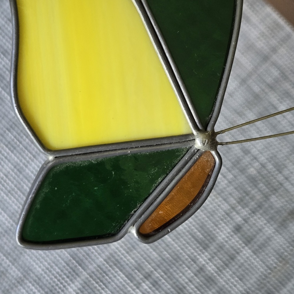 Suncatchers Stained Glass Butterfly Flower Set Vtg - Picture 11 of 11